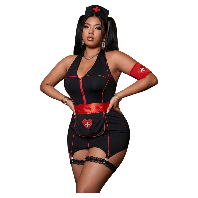 B&J Florist Supply Nyc - Plus Size Women's Black Nurse Cosplay